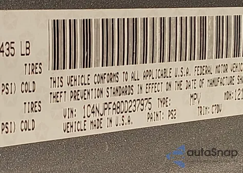 2013 Jeep Patriot Latitude из США, поврежденный, VIN 1C4NJPFA8DD237975